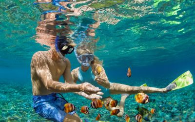 Pareja haciendo snorkel en Isla Mujeres