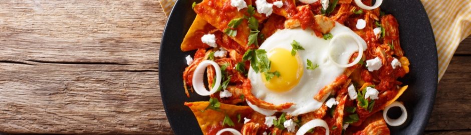 Traditional chilaquiles dish